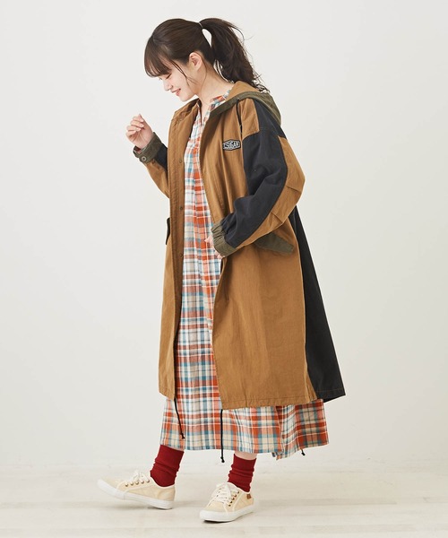 CUBE SUGAR(キューブシュガー)の「綿ナイロンバックロゴM-51モッズコート(モッズコート・レディース・カーキ/キャメル・M)」の12枚目の写真