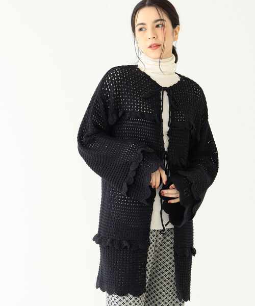 BEAMS BOY(ビームスボーイ)の「BEAMS BOY / フリル ニット カーディガン(カーディガン/ボレロ・レディース・ブラック/サックスブルー/ホワイト系その他7・ONE SIZE)」の8枚目の写真