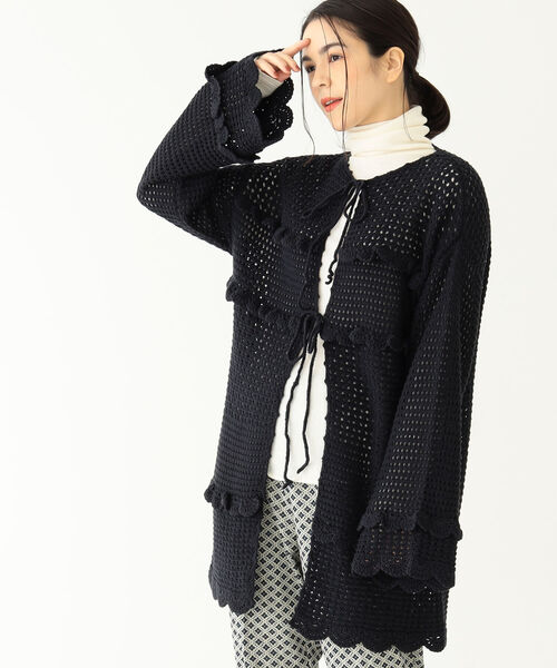 BEAMS BOY(ビームスボーイ)の「BEAMS BOY / フリル ニット カーディガン(カーディガン/ボレロ・レディース・ブラック/サックスブルー/ホワイト系その他7・ONE SIZE)」の10枚目の写真