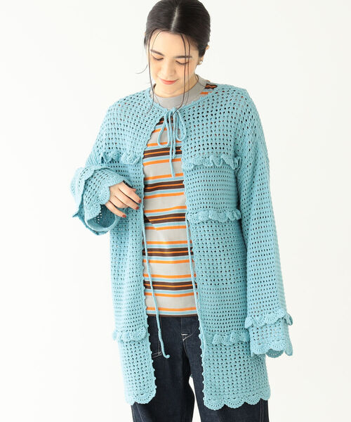 BEAMS BOY(ビームスボーイ)の「BEAMS BOY / フリル ニット カーディガン(カーディガン/ボレロ・レディース・ブラック/サックスブルー/ホワイト系その他7・ONE SIZE)」の21枚目の写真