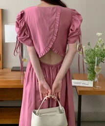 【Jasmine】バック開きパワショルロングワンピース