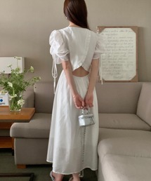 【Jasmine】バック開きパワショルロングワンピース