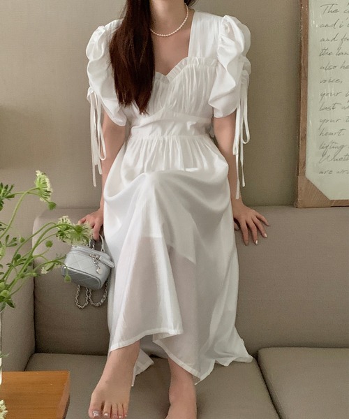 Jasmine Grandiflorum(ジャスミングランディフローラム)の「【Jasmine】バック開きパワショルロングワンピース(ワンピース・レディース・ホワイト/ブルー/パープル・FREE)」の6枚目の写真