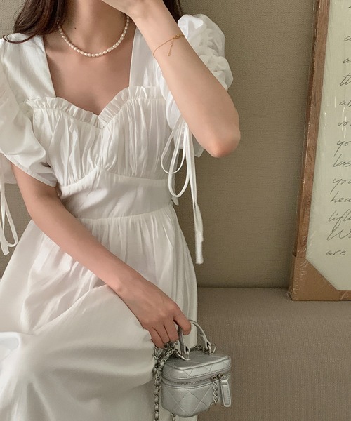 Jasmine Grandiflorum(ジャスミングランディフローラム)の「【Jasmine】バック開きパワショルロングワンピース(ワンピース・レディース・ホワイト/ブルー/パープル・FREE)」の9枚目の写真