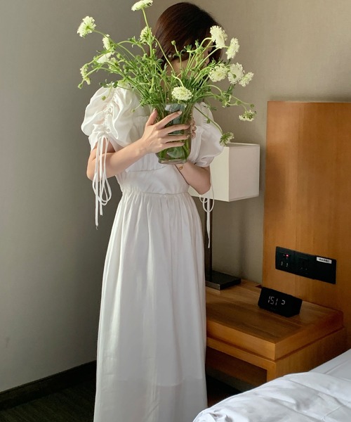 Jasmine Grandiflorum(ジャスミングランディフローラム)の「【Jasmine】バック開きパワショルロングワンピース(ワンピース・レディース・ホワイト/ブルー/パープル・FREE)」の12枚目の写真