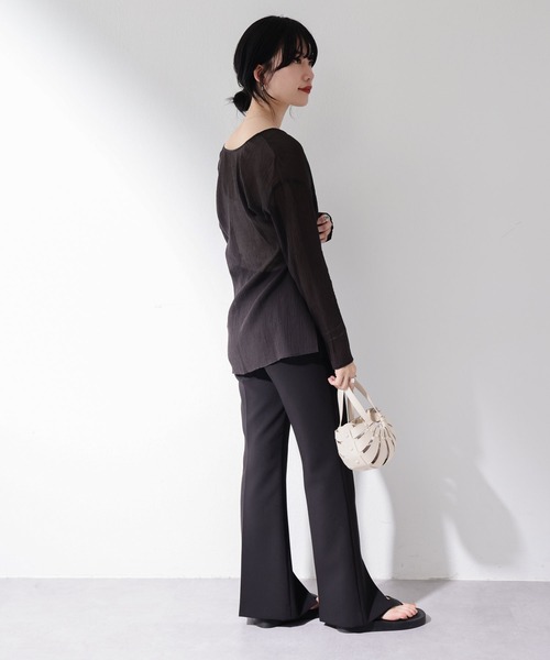 SHENERY（シーナリー）の「コットンシアー楊柳2WAYトップス（シャツ/ブラウス・レディース・ブラック/ベージュ・FREE）」の5枚目の写真