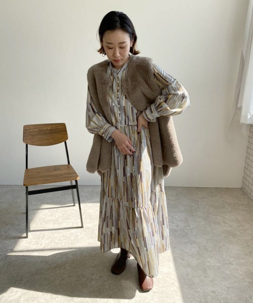 LHELBIE(レルビエ)の「ランダムストライプワンピース(ワンピース・レディース・イエロー/グリーン・M)」の5枚目の写真