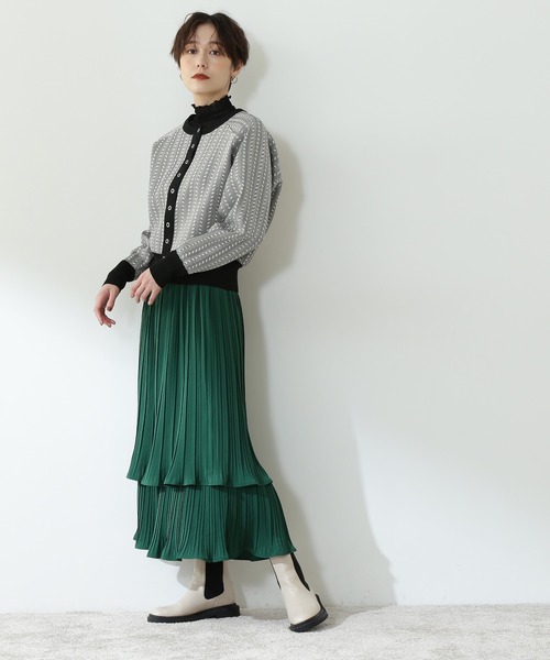 N.（N. Natural Beauty Basic）（エヌエヌナチュラルビューティーベーシック）の「◆ジャガードフォルムカーディガン（カーディガン/ボレロ・レディース・ホワイト系その他/ブラック系その他・MEDIUM）」の4枚目の写真