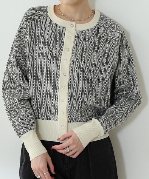 N.（N. Natural Beauty Basic）（エヌエヌナチュラルビューティーベーシック）の「◆ジャガードフォルムカーディガン（カーディガン/ボレロ・レディース・ホワイト系その他/ブラック系その他・MEDIUM）」の9枚目の写真