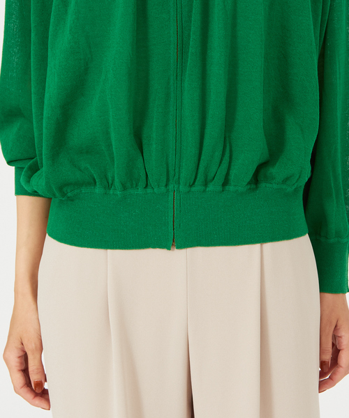 qualite(カリテ)の「シアーウールニットブルゾン(カーディガン/ボレロ・レディース・ホワイト/グリーン/ブラウン・フリー)」の10枚目の写真