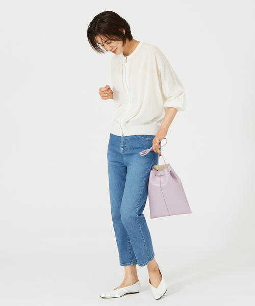 qualite(カリテ)の「シアーウールニットブルゾン(カーディガン/ボレロ・レディース・ホワイト/グリーン/ブラウン・フリー)」の20枚目の写真