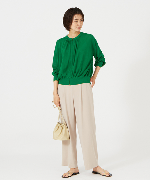 qualite(カリテ)の「シアーウールニットブルゾン(カーディガン/ボレロ・レディース・ホワイト/グリーン/ブラウン・フリー)」の21枚目の写真