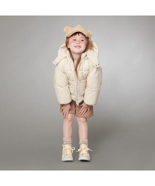 Lycee mine(リセマイン)の「【万能アウター】フード取り外せるふっくらパフジャケット(ブルゾン・キッズ・ブラック/ピンク/ミント/ブルーグレー/アイボリー/ライトベージュ・110cm/100cm/120cm/130cm/140cm/150cm)」の8枚目の写真