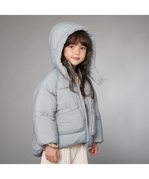 Lycee mine(リセマイン)の「【万能アウター】フード取り外せるふっくらパフジャケット(ブルゾン・キッズ・ブラック/ピンク/ミント/ブルーグレー/アイボリー/ライトベージュ・110cm/100cm/120cm/130cm/140cm/150cm)」の10枚目の写真
