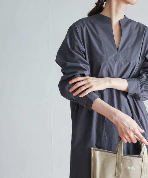 URBAN RESEARCH DOORS（アーバンリサーチドアーズ）の「コットンスキッパーワンピース（ワンピース・レディース・チャコールグレー/ベージュ系その他・MEDIUM）」の13枚目の写真