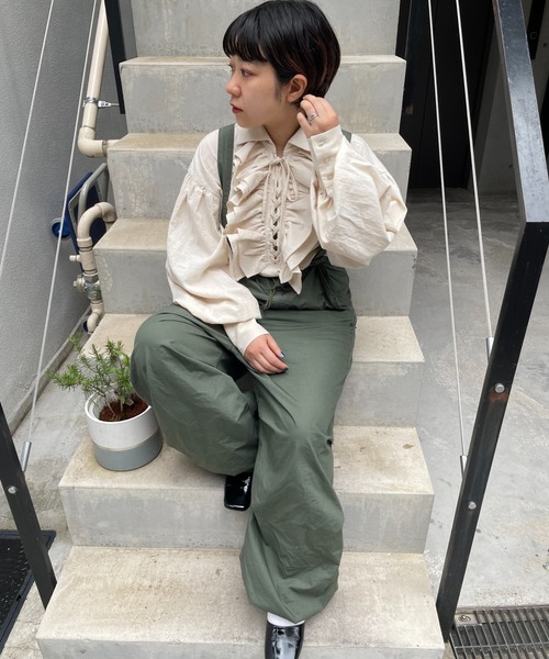 DuKKah(デュカ)の「Dukkah/フリルレースアップチュニックワンピース(ワンピース・レディース・ブラック/ナチュラル・X-SMALL)」の9枚目の写真