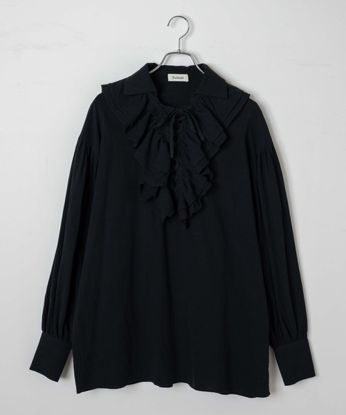 DuKKah(デュカ)の「Dukkah/フリルレースアップチュニックワンピース(ワンピース・レディース・ブラック/ナチュラル・X-SMALL)」の12枚目の写真