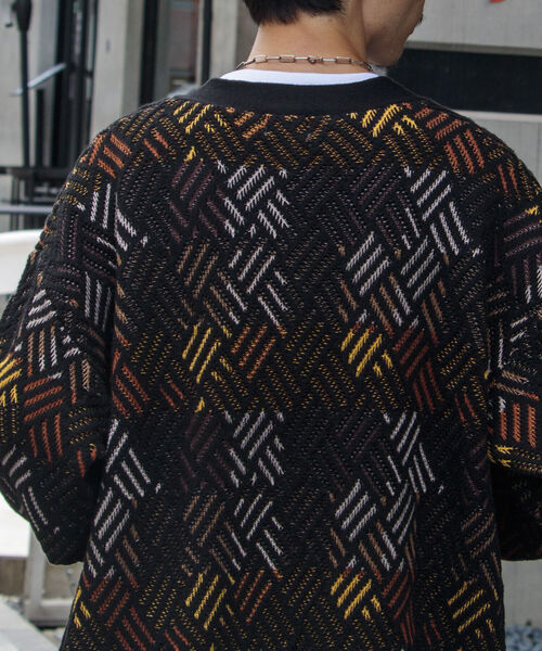 GLOSTER(グロスター)の「【GLOSTER/グロスター】幾何学柄 Vネック ジオメトリック柄 カーディガン(カーディガン/ボレロ・メンズ・ホワイト系その他/ブラック系その他・S/M/L)」の17枚目の写真