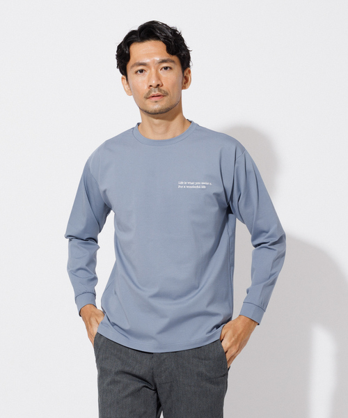 ABAHOUSE GRAY(アバハウスグレイ)の「ポンチ 刺繍 ロング Tシャツ(Tシャツ/カットソー・メンズ・ホワイト/ブラック/カーキ/グレイッシュブルー・46/48)」の1枚目の写真