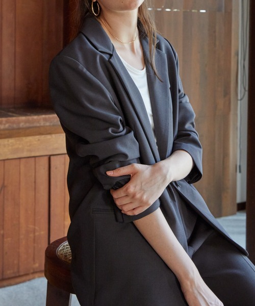 CUT（カット）の「Usual color ジャケット（テーラードジャケット・レディース・ベージュ/ダークグレー・FREE）」の18枚目の写真