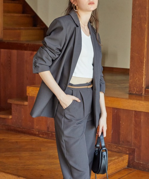 CUT（カット）の「Usual color ジャケット（テーラードジャケット・レディース・ベージュ/ダークグレー・FREE）」の20枚目の写真