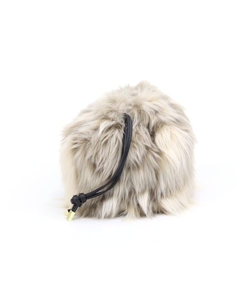 MIAN （ミアン）の「ミックスファー巾着ショルダーバッグ（ショルダーバッグ・レディース・ブラック/グレー/ブルー/ブラウン/ベージュ/カーキ・FREE）」の14枚目の写真