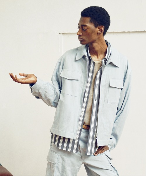 KIIT（キート）の「KIIT キート / MIL SURPLUS SHIRT JKT ミリタリー サープラスシャツジャケット / KIO-Y97-008（ブルゾン・メンズ・アイボリー/ライトブルー/ダークブラウン・3/1/2）」の3枚目の写真