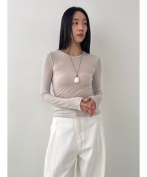 テンセル クルーネック シアーカラー ロンT