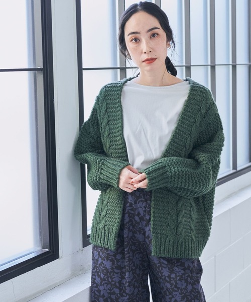 studio CLIP（スタディオクリップ）の「【WEB限定】手編み風ニットカーディガン（カーディガン/ボレロ・レディース・グリーン/アイボリー/モカ・FREE）」の19枚目の写真