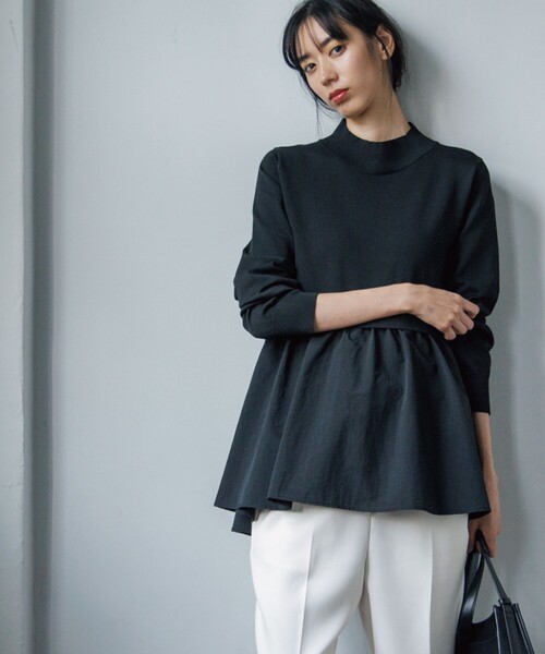 OPAQUE.CLIP（オペークドットクリップ）の「◆ドッキングデザインニット（ニット/セーター・レディース・ブルー/ブラック/カーキ/オフホワイト・38/40/42/36）」の5枚目の写真