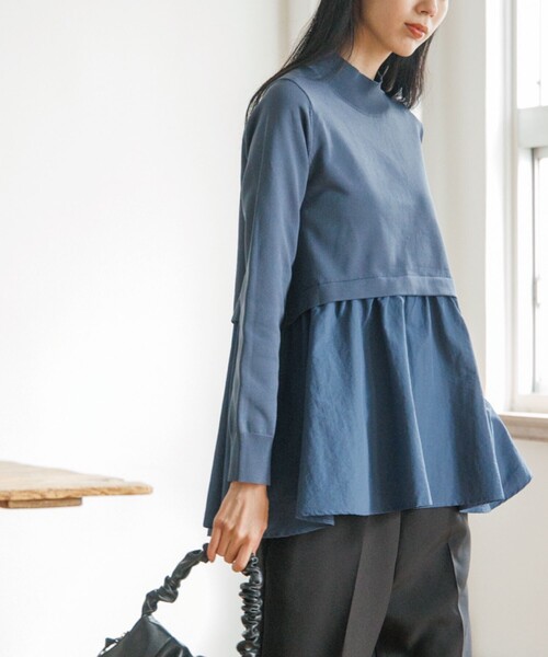 OPAQUE.CLIP（オペークドットクリップ）の「◆ドッキングデザインニット（ニット/セーター・レディース・ブルー/ブラック/カーキ/オフホワイト・38/40/42/36）」の9枚目の写真