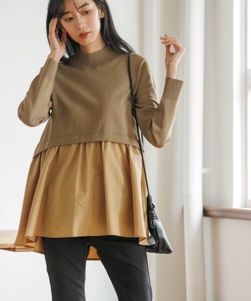 OPAQUE.CLIP（オペークドットクリップ）の「◆ドッキングデザインニット（ニット/セーター・レディース・ブルー/ブラック/カーキ/オフホワイト・38/40/42/36）」の12枚目の写真