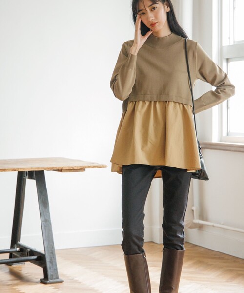 OPAQUE.CLIP（オペークドットクリップ）の「◆ドッキングデザインニット（ニット/セーター・レディース・ブルー/ブラック/カーキ/オフホワイト・38/40/42/36）」の13枚目の写真