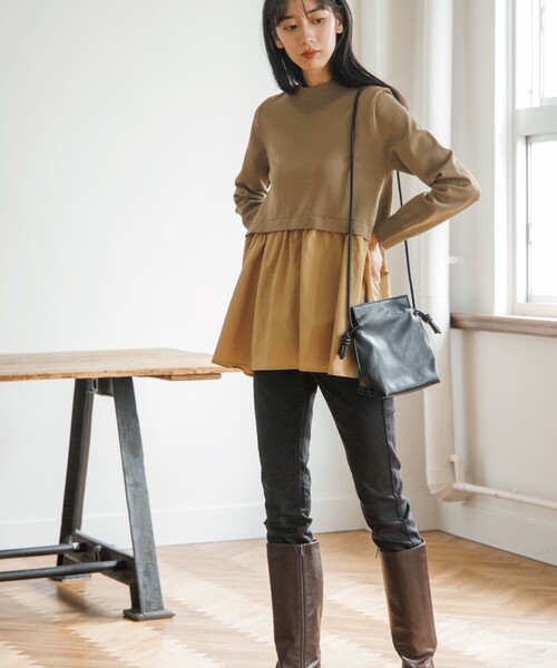 OPAQUE.CLIP（オペークドットクリップ）の「◆ドッキングデザインニット（ニット/セーター・レディース・ブルー/ブラック/カーキ/オフホワイト・38/40/42/36）」の14枚目の写真