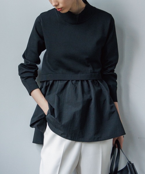 OPAQUE.CLIP（オペークドットクリップ）の「◆ドッキングデザインニット（ニット/セーター・レディース・ブルー/ブラック/カーキ/オフホワイト・38/40/42/36）」の3枚目の写真