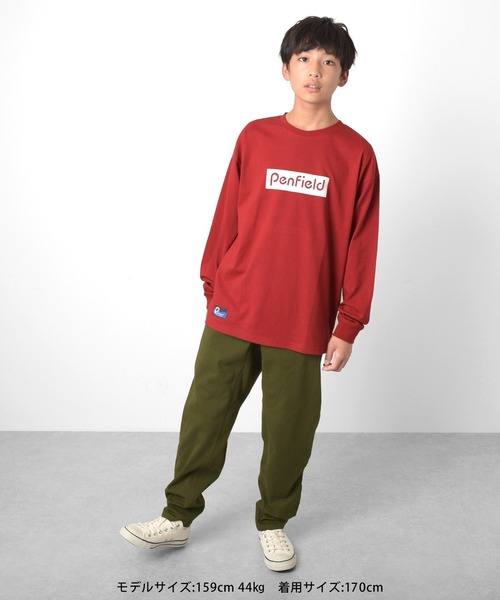 PEN FIELD（ペンフィールド）の「【Penfield】ロゴプリント長袖Tシャツ（Tシャツ/カットソー・キッズ・ブルー/オフホワイト/チャコールグレー/レッド/グリーン/オレンジ・140cm/150cm/160cm/170cm）」の12枚目の写真