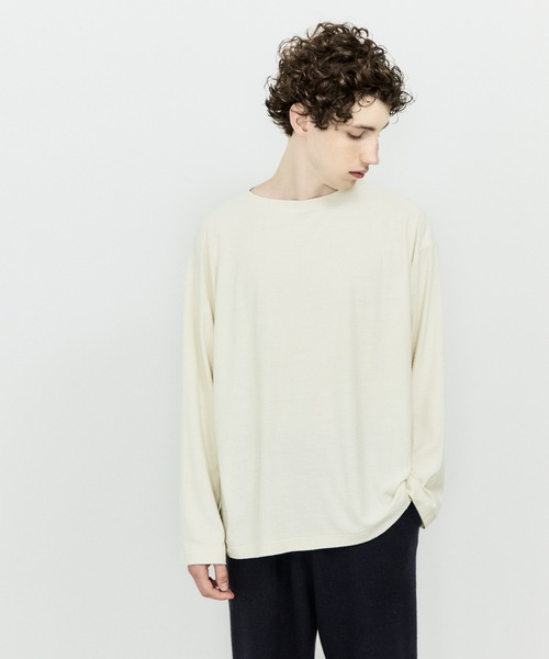 UNFIL（アンフィル）の「unfil アンフィル / raw silk plain-jersey long sleeve Tee ローシルク プレーンジャージー ロングスリーブカットソー バスクTシャツ / WHSP-UU010（Tシャツ/カットソー・レディース・ブラック/ナチュラル・1/4/3）」の14枚目の写真
