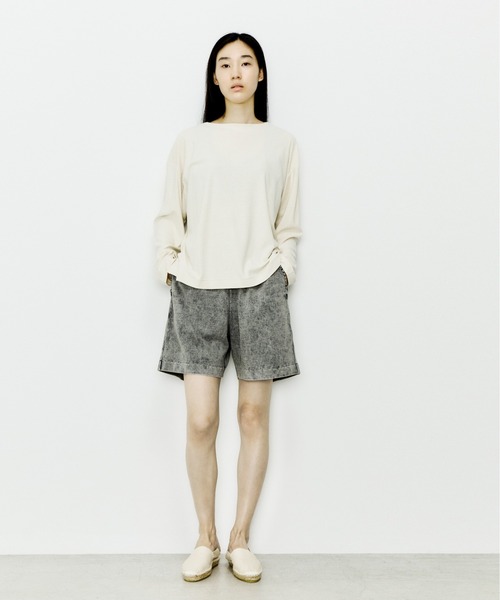 UNFIL（アンフィル）の「unfil アンフィル / raw silk plain-jersey long sleeve Tee ローシルク プレーンジャージー ロングスリーブカットソー バスクTシャツ / WHSP-UU010（Tシャツ/カットソー・レディース・ブラック/ナチュラル・1/4/3）」の21枚目の写真