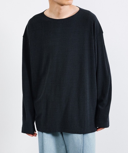 UNFIL（アンフィル）の「unfil アンフィル / raw silk plain-jersey long sleeve Tee ローシルク プレーンジャージー ロングスリーブカットソー バスクTシャツ / WHSP-UU010（Tシャツ/カットソー・レディース・ブラック/ナチュラル・1/4/3）」の3枚目の写真