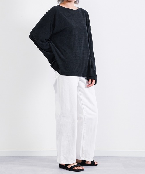 UNFIL（アンフィル）の「unfil アンフィル / raw silk plain-jersey long sleeve Tee ローシルク プレーンジャージー ロングスリーブカットソー バスクTシャツ / WHSP-UU010（Tシャツ/カットソー・レディース・ブラック/ナチュラル・1/4/3）」の13枚目の写真