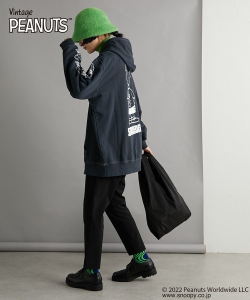 【完売品】イアパピヨネ　ear×PEANUTSコラボ　プリントパーカー　イエロー セール】【ear×PEANUTS(ピーナッツ)】プリントパーカー