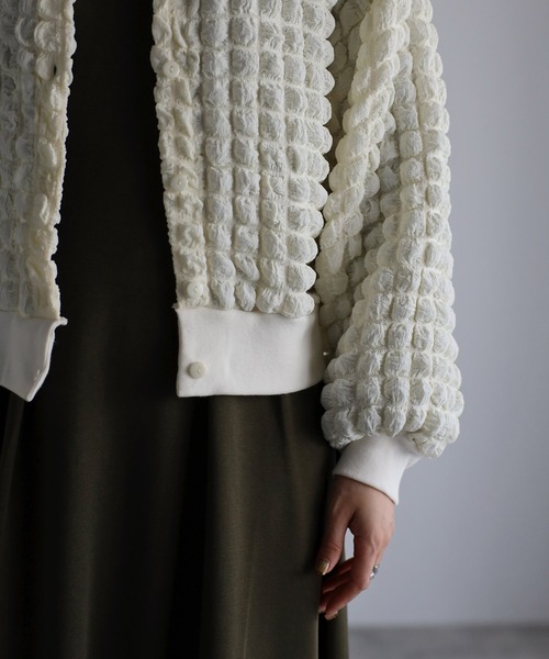 Bonjour Sagan（ボンジュールサガン）の「ポコポコカーディガン（カーディガン/ボレロ・レディース・ブラック/オフホワイト・FREE）」の14枚目の写真