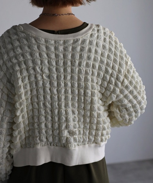 Bonjour Sagan（ボンジュールサガン）の「ポコポコカーディガン（カーディガン/ボレロ・レディース・ブラック/オフホワイト・FREE）」の5枚目の写真