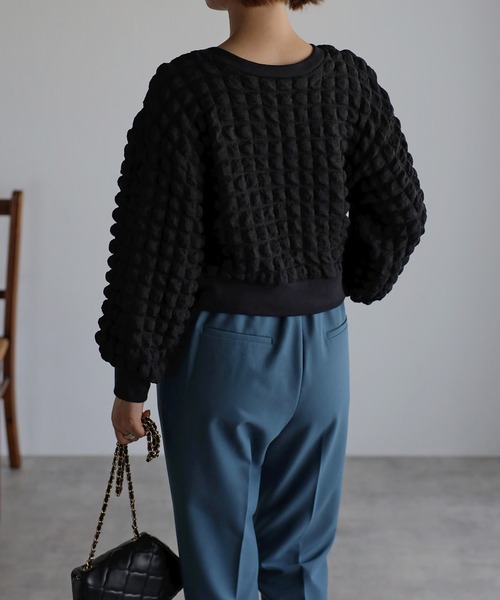 Bonjour Sagan（ボンジュールサガン）の「ポコポコカーディガン（カーディガン/ボレロ・レディース・ブラック/オフホワイト・FREE）」の10枚目の写真