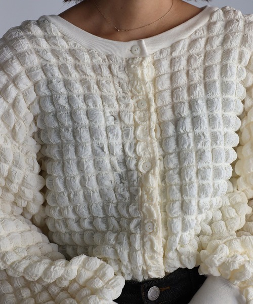 Bonjour Sagan（ボンジュールサガン）の「ポコポコカーディガン（カーディガン/ボレロ・レディース・ブラック/オフホワイト・FREE）」の22枚目の写真