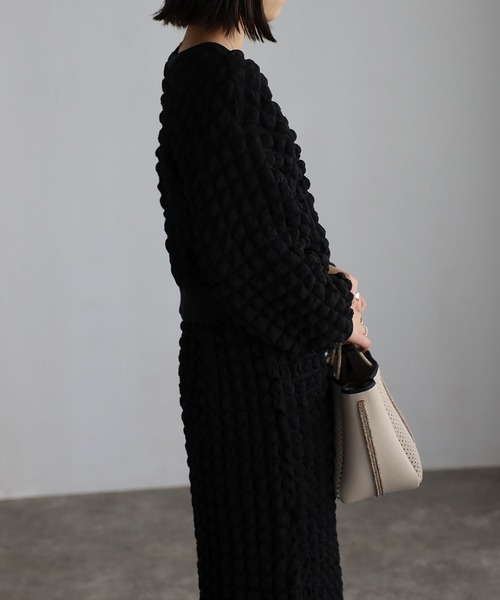 Bonjour Sagan（ボンジュールサガン）の「ポコポコカーディガン（カーディガン/ボレロ・レディース・ブラック/オフホワイト・FREE）」の9枚目の写真