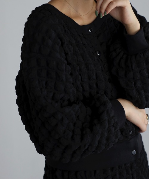 Bonjour Sagan（ボンジュールサガン）の「ポコポコカーディガン（カーディガン/ボレロ・レディース・ブラック/オフホワイト・FREE）」の15枚目の写真