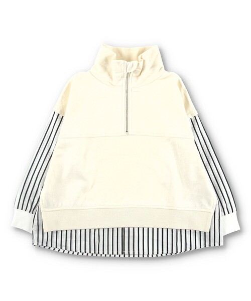 BRANSHES（ブランシェス）の「【ハーフジップアップ】トレーナー（スウェット・キッズ・アイボリー/ブラック・100/120/140/110/150/130）」の13枚目の写真