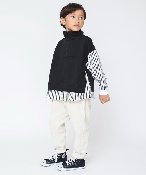 BRANSHES（ブランシェス）の「【ハーフジップアップ】トレーナー（スウェット・キッズ・アイボリー/ブラック・100/120/140/110/150/130）」の9枚目の写真