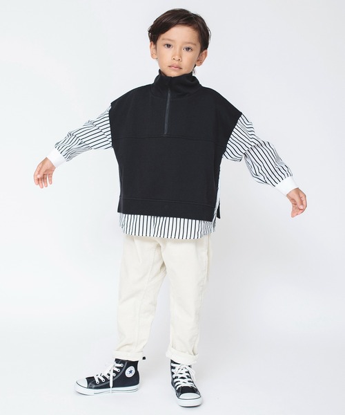 BRANSHES（ブランシェス）の「【ハーフジップアップ】トレーナー（スウェット・キッズ・アイボリー/ブラック・100/120/140/110/150/130）」の8枚目の写真
